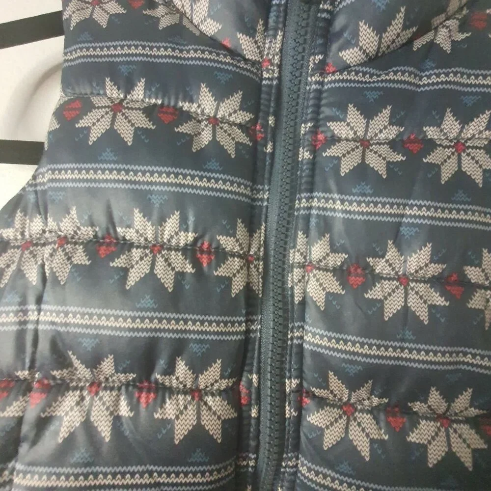 Old Navy Puffer Vest Frost Free Vest Size‎ S Toddler Zip Snowflakes Kids Girls